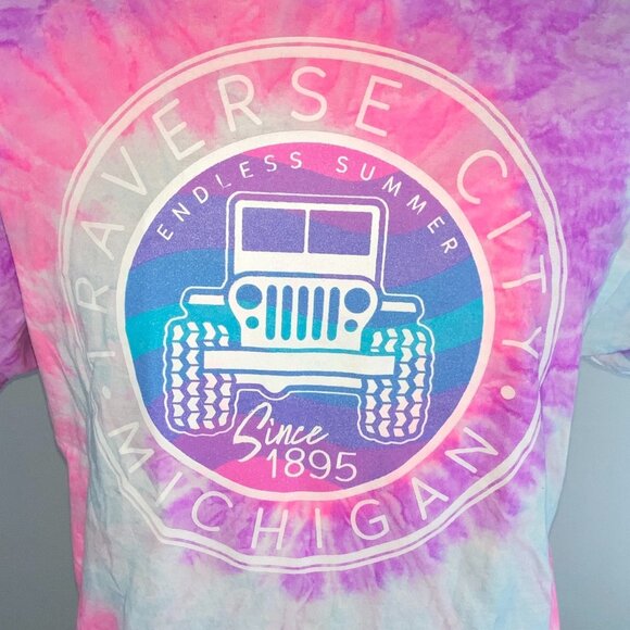 Converse T-Shirt Mens Traverse City Michigan Tie Dye I'm With Her Jeep XL - Picture 3 of 5